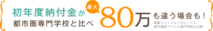 初年度納付金が都市圏専門学校と比べ80万も違う場合も！